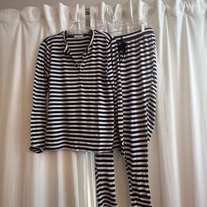 Women’s Navy Blue & White Striped Pajama Set
